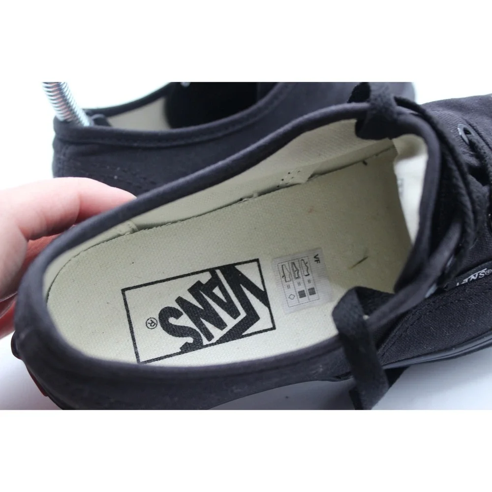 Vans Authentic Black Black Canvas Low Top Skate Shoes Mens 3.5 Womens 5.0 508731